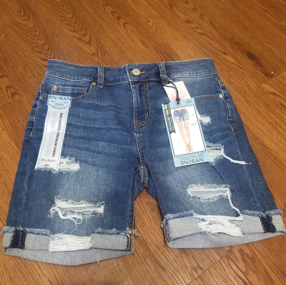 Enjean Denim Distressed Shorts